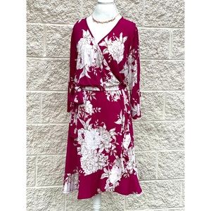 Sew in Love Fuchsia floral tie waist dress